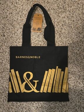 Barnes & Noble Black and Gold Book Graphic Canvas Tote